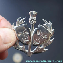 Load image into Gallery viewer, SCOTTISH SILVER. Rare Orkney Vintage Designer Silver "Comedy and Tradegy" Brooch.  Maker's Mark: GMS
