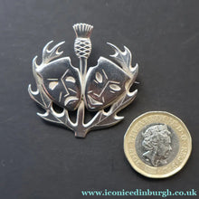 Load image into Gallery viewer, SCOTTISH SILVER. Rare Orkney Vintage Designer Silver "Comedy and Tradegy" Brooch.  Maker's Mark: GMS

