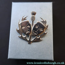Load image into Gallery viewer, SCOTTISH SILVER. Rare Orkney Vintage Designer Silver "Comedy and Tradegy" Brooch.  Maker's Mark: GMS
