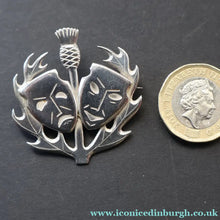 Load image into Gallery viewer, SCOTTISH SILVER. Rare Orkney Vintage Designer Silver "Comedy and Tradegy" Brooch.  Maker's Mark: GMS
