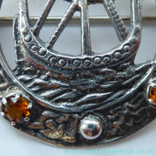 Load image into Gallery viewer, 1960s Edinburgh Hallmarked Celtic Brooch with Viking Ship. Maker's Name: H. Wright &amp; Son
