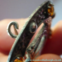 Load image into Gallery viewer, 1960s Edinburgh Hallmarked Celtic Brooch with Viking Ship. Maker's Name: H. Wright &amp; Son
