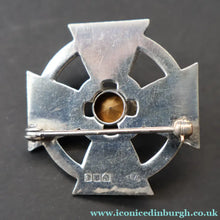 Load image into Gallery viewer, Scottish Silver Celtic Style Brooch with Central Amethyst. Edinburgh Hallmark for 1960 - Scottish Silver Brooch
