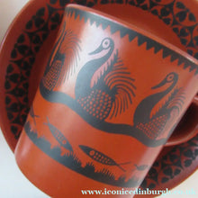 Load image into Gallery viewer, 1960s Scottish Wilson Terracotta Cups and Saucers Swans Pattern
