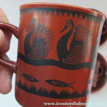 Load image into Gallery viewer, 1960s Scottish Wilson Terracotta Cups and Saucers Swans Pattern
