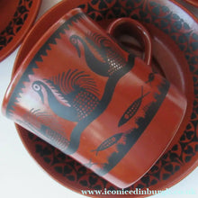 Load image into Gallery viewer, 1960s Scottish Wilson Terracotta Cups and Saucers Swans Pattern
