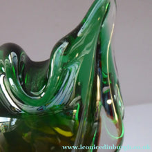 Load image into Gallery viewer, HOSPODKA STYLE; Made in Czechoslovakia Label. Fine Chunky 1960s Green and Yellow Cased Glass Bowl
