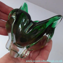 Load image into Gallery viewer, HOSPODKA STYLE; Made in Czechoslovakia Label. Fine Chunky 1960s Green and Yellow Cased Glass Bowl
