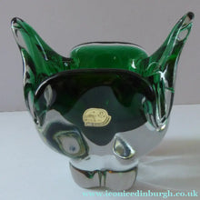 Load image into Gallery viewer, HOSPODKA STYLE; Made in Czechoslovakia Label. Fine Chunky 1960s Green and Yellow Cased Glass Bowl
