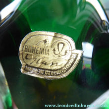 Load image into Gallery viewer, HOSPODKA STYLE; Made in Czechoslovakia Label. Fine Chunky 1960s Green and Yellow Cased Glass Bowl

