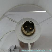 Load image into Gallery viewer, Vintage Scandinavian Style Teak Table Lamp with White Drum Shade. Height: 9 3/4 inches
