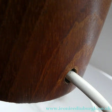 Load image into Gallery viewer, Vintage Scandinavian Style Teak Table Lamp with White Drum Shade. Height: 9 3/4 inches

