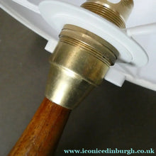 Load image into Gallery viewer, Vintage Scandinavian Style Teak Table Lamp with White Drum Shade. Height: 9 3/4 inches
