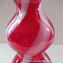 Load image into Gallery viewer, Fabulous Space Age Alrose / Empoli Italian Glass Genie Bottle Vase. Red and White Candy Stripes
