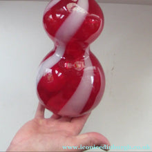 Load image into Gallery viewer, Fabulous Space Age Alrose / Empoli Italian Glass Genie Bottle Vase. Red and White Candy Stripes
