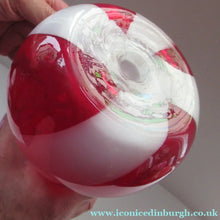 Load image into Gallery viewer, Fabulous Space Age Alrose / Empoli Italian Glass Genie Bottle Vase. Red and White Candy Stripes
