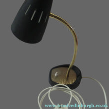 Load image into Gallery viewer, SPACE AGE Desk Lamp. Vintage 1960s with Flexible Gooseneck arm &amp; Matt Black Metal Shade. On-off button on the base
