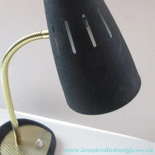 Load image into Gallery viewer, SPACE AGE Desk Lamp. Vintage 1960s with Flexible Gooseneck arm &amp; Matt Black Metal Shade. On-off button on the base
