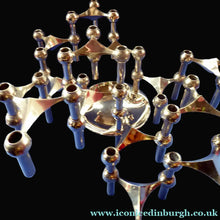 Load image into Gallery viewer, 1960s SPACE AGE Set of 15 Matching German CHROME Nagel Candlesticks. With Rarer Central Base Unit
