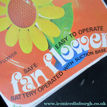 Load image into Gallery viewer, 1960s Flower Power Hong Kong Battery Hand Held Fan

