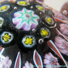 Load image into Gallery viewer, Vintage Strathearn Paperweight 1960s Millefiori Canes and Latticino Half Spokes

