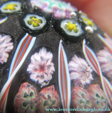 Load image into Gallery viewer, Vintage Strathearn Paperweight 1960s Millefiori Canes and Latticino Half Spokes
