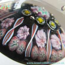 Load image into Gallery viewer, Vintage Strathearn Paperweight 1960s Millefiori Canes and Latticino Half Spokes

