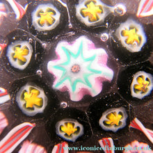 Load image into Gallery viewer, Vintage Strathearn Paperweight 1960s Millefiori Canes and Latticino Half Spokes
