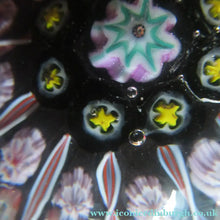 Load image into Gallery viewer, Vintage Strathearn Paperweight 1960s Millefiori Canes and Latticino Half Spokes
