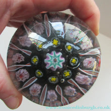 Load image into Gallery viewer, Vintage Strathearn Paperweight 1960s Millefiori Canes and Latticino Half Spokes
