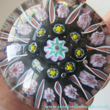 Load image into Gallery viewer, Vintage Strathearn Paperweight 1960s Millefiori Canes and Latticino Half Spokes
