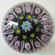 Load image into Gallery viewer, Vintage Strathearn Paperweight 1960s Millefiori Canes and Latticino Half Spokes
