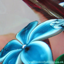 Load image into Gallery viewer, 1960s Strathearn Paperweight Lampwork Blue Flower and Faceted Panels Original Box Scottish Glass
