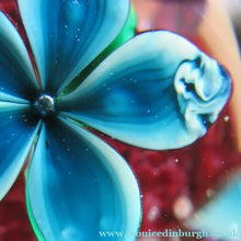 Load image into Gallery viewer, 1960s Strathearn Paperweight Lampwork Blue Flower and Faceted Panels Original Box Scottish Glass
