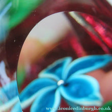 Load image into Gallery viewer, 1960s Strathearn Paperweight Lampwork Blue Flower and Faceted Panels Original Box Scottish Glass
