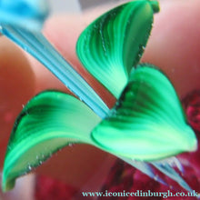 Load image into Gallery viewer, 1960s Strathearn Paperweight Lampwork Blue Flower and Faceted Panels Original Box Scottish Glass
