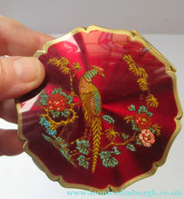 Load image into Gallery viewer, Stratton 1960s Red Enamel Powder Compact with Gold Pheasant Image
