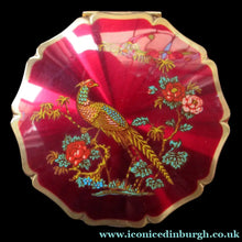 Load image into Gallery viewer, Stratton 1960s Red Enamel Powder Compact with Gold Pheasant Image
