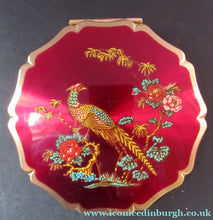 Load image into Gallery viewer, Stratton 1960s Red Enamel Powder Compact with Gold Pheasant Image

