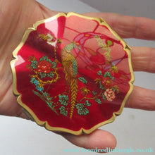 Load image into Gallery viewer, Stratton 1960s Red Enamel Powder Compact with Gold Pheasant Image
