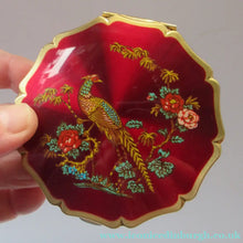 Load image into Gallery viewer, Stratton 1960s Red Enamel Powder Compact with Gold Pheasant Image
