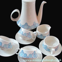 Load image into Gallery viewer, 1960s Space Age Carlton Ware Coffee Set with Four Cups and Saucers. Blue and White
