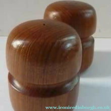 Load image into Gallery viewer, 1960s Stylish Vintage Carved Wooden Salt and Pepper Pots
