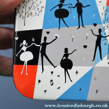 Load image into Gallery viewer, Pretty 1960s Vintage Sweetie Tin by Edward Sharp &amp; Son, Kent. Decorated with Silhouettes of Couples Dancing
