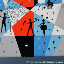 Load image into Gallery viewer, Pretty 1960s Vintage Sweetie Tin by Edward Sharp &amp; Son, Kent. Decorated with Silhouettes of Couples Dancing
