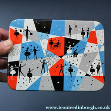 Load image into Gallery viewer, Pretty 1960s Vintage Sweetie Tin by Edward Sharp &amp; Son, Kent. Decorated with Silhouettes of Couples Dancing
