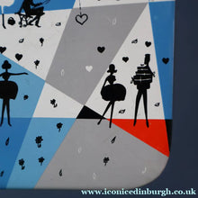 Load image into Gallery viewer, Pretty 1960s Vintage Sweetie Tin by Edward Sharp &amp; Son, Kent. Decorated with Silhouettes of Couples Dancing
