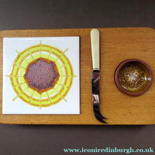 Load image into Gallery viewer, 1960s Syd Walker Ceramic and Oak Cheeseboard. Scottish Retail Historical Item
