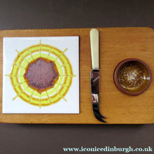 Load image into Gallery viewer, 1960s Syd Walker Ceramic and Oak Cheeseboard. Scottish Retail Historical Item
