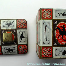 Load image into Gallery viewer, Quirky 1960s Vintage Toffee Tin by Edward Sharp &amp; Son, Kent. Decorated with Stylised Images of Horses
